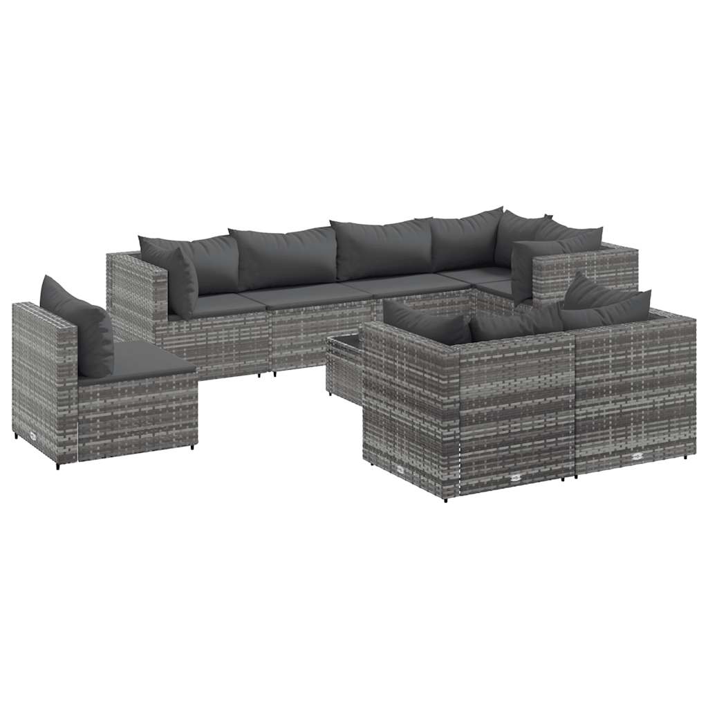 9 részes szürke polyrattan kerti ülőgarnitúra párnákkal