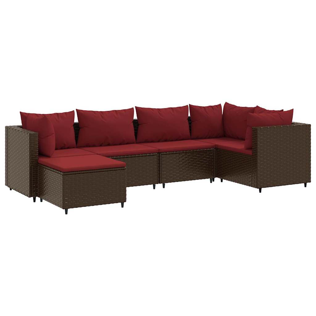 6 részes barna polyrattan kerti ülőgarnitúra párnákkal