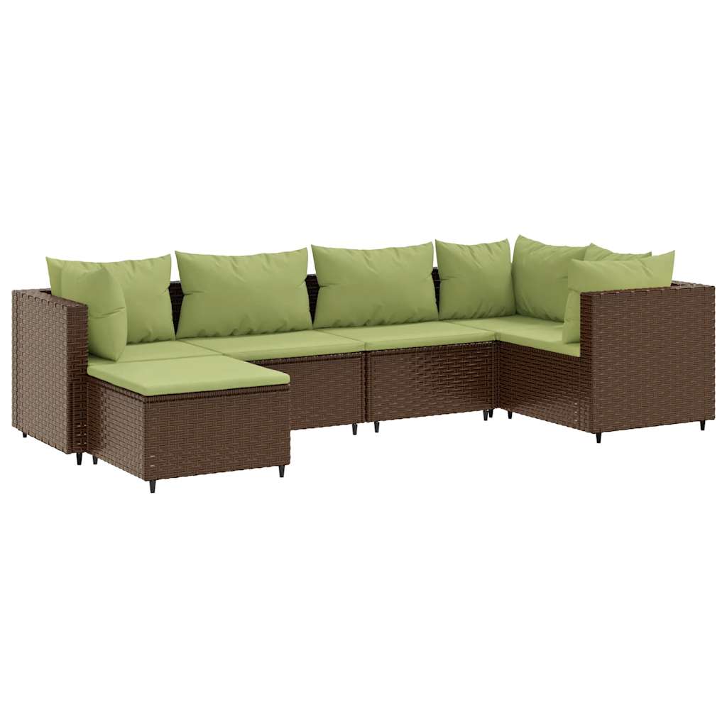 6 részes barna polyrattan kerti ülőgarnitúra párnákkal