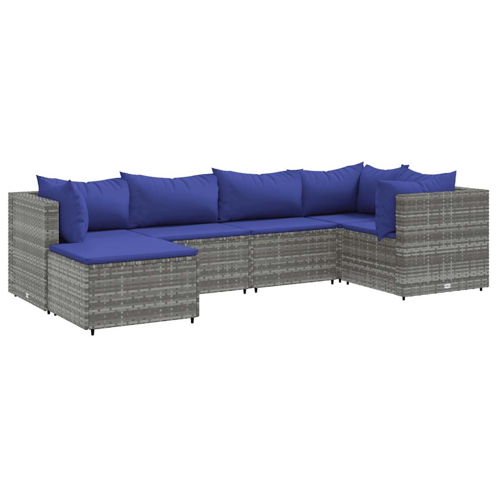 6 részes szürke polyrattan kerti ülőgarnitúra párnákkal