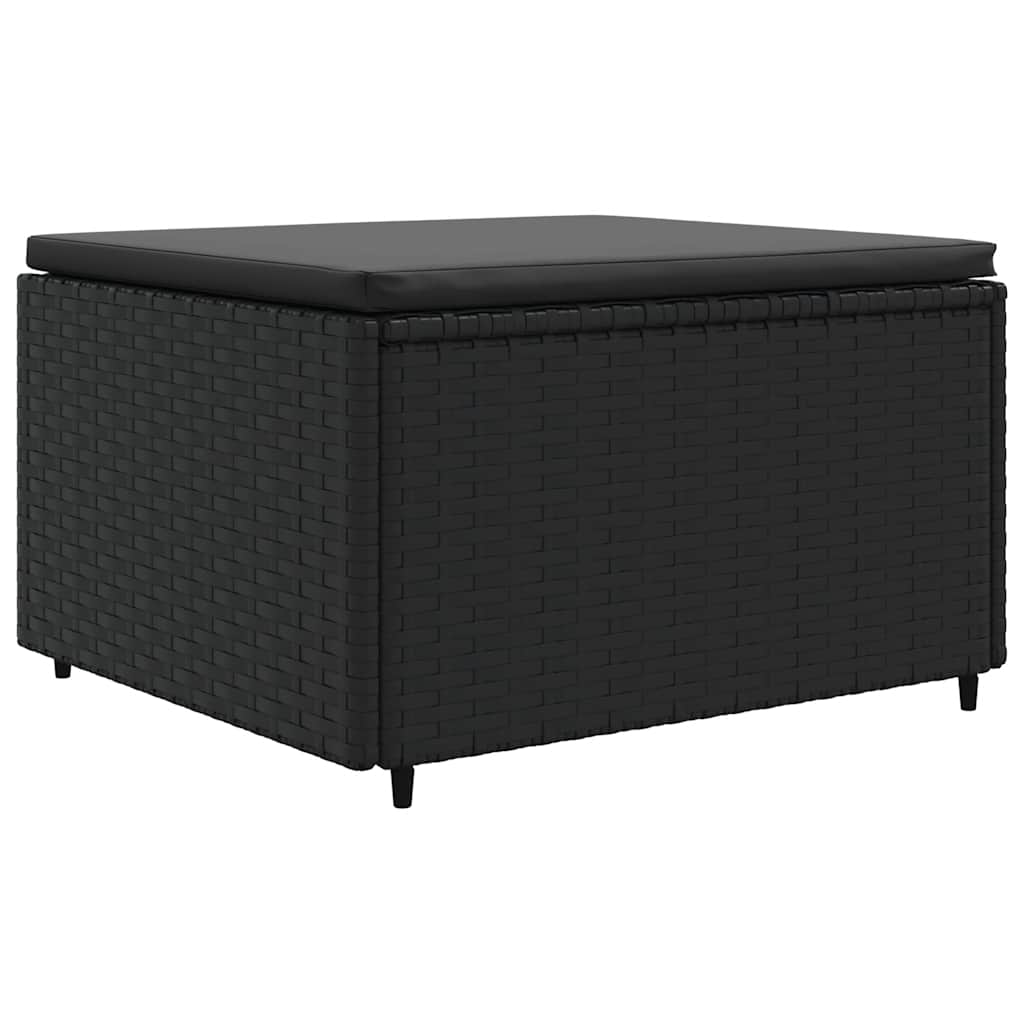 8 részes fekete polyrattan kerti ülőgarnitúra párnákkal