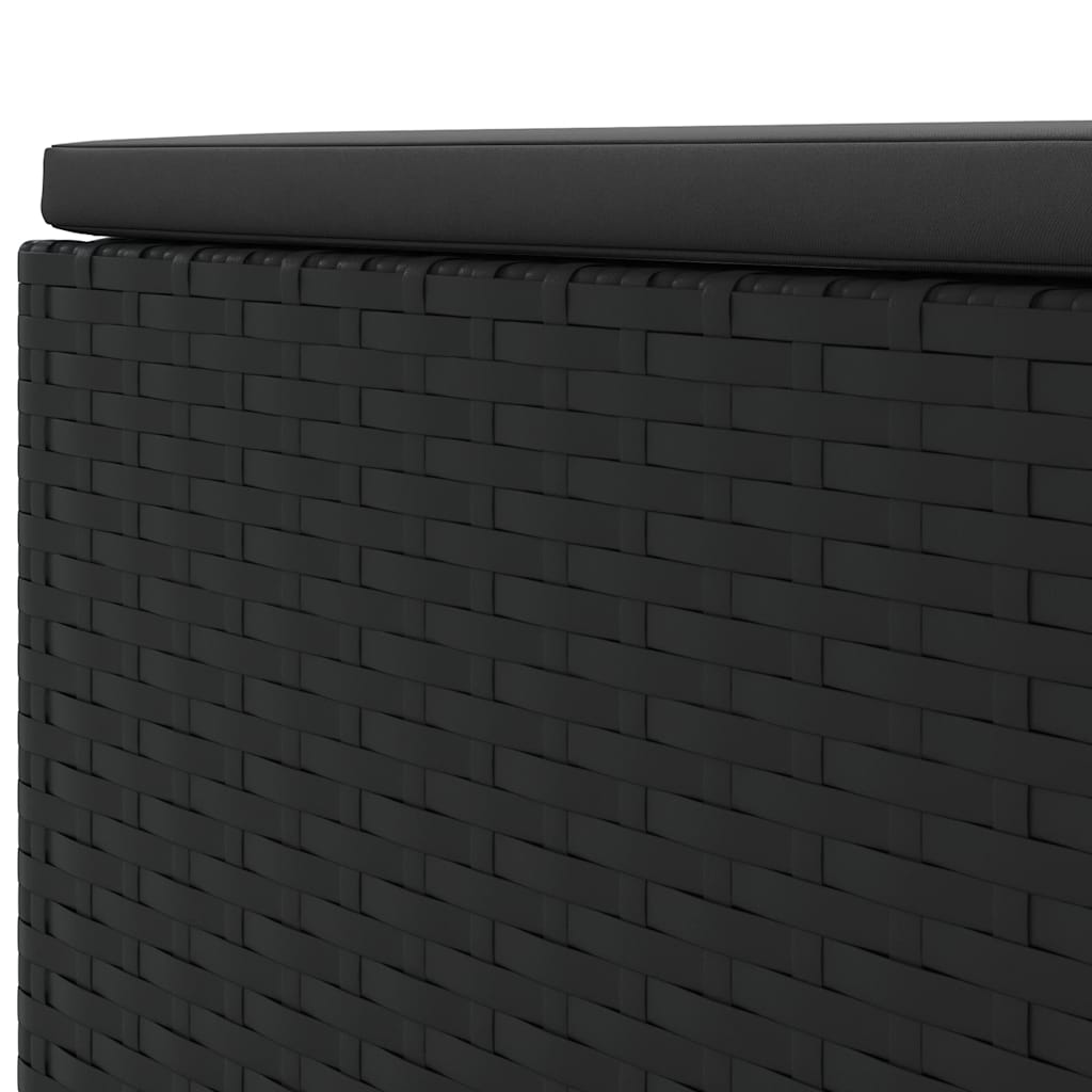 8 részes fekete polyrattan kerti ülőgarnitúra párnákkal