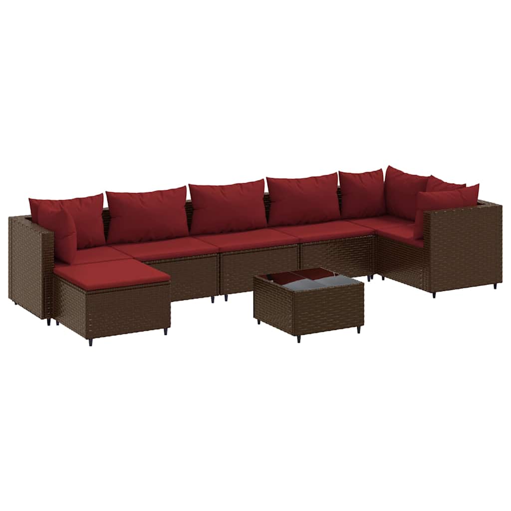 8 részes barna polyrattan kerti ülőgarnitúra párnákkal