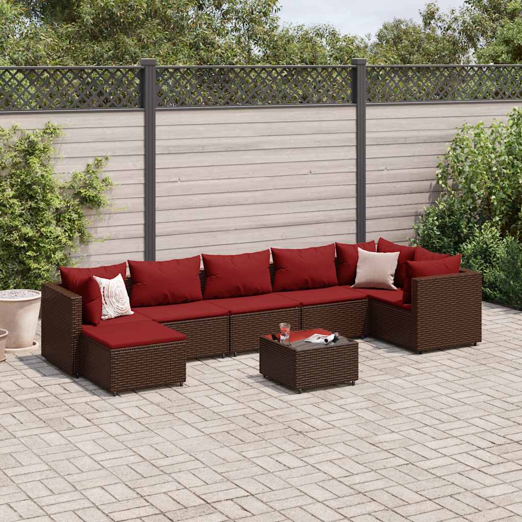 8 részes barna polyrattan kerti ülőgarnitúra párnákkal