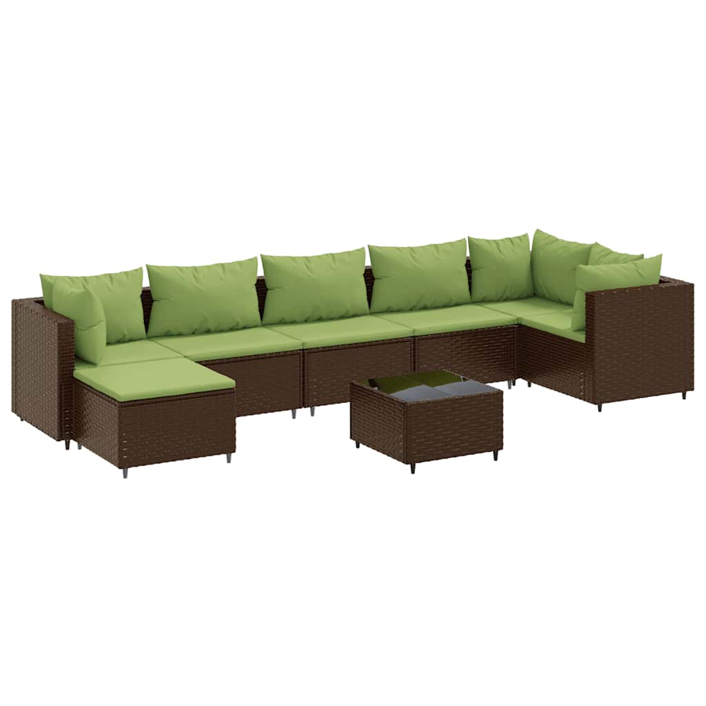 8 részes barna polyrattan kerti ülőgarnitúra párnákkal