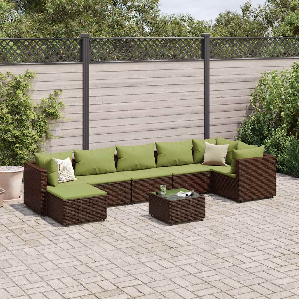 8 részes barna polyrattan kerti ülőgarnitúra párnákkal
