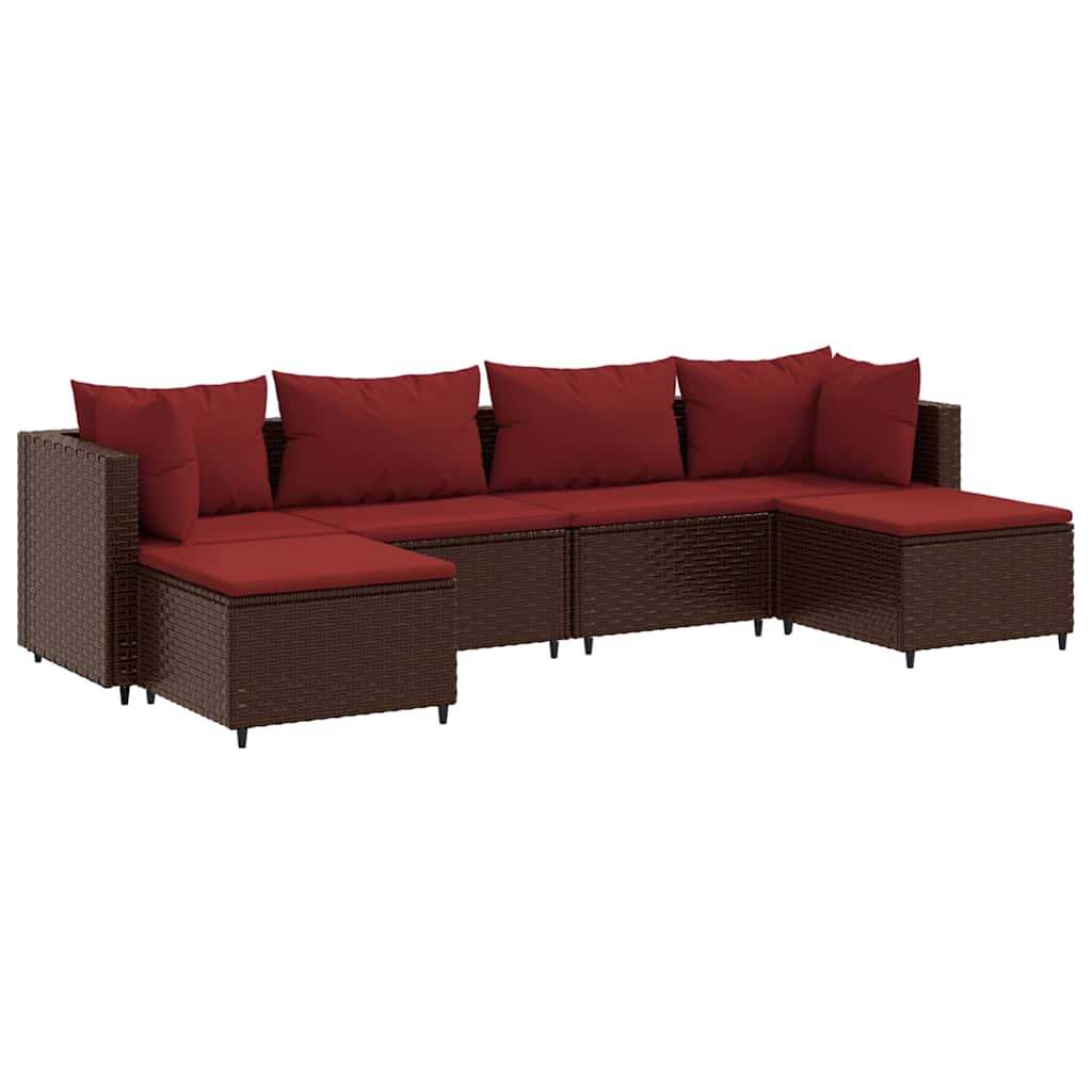 6 részes barna polyrattan kerti ülőgarnitúra párnákkal