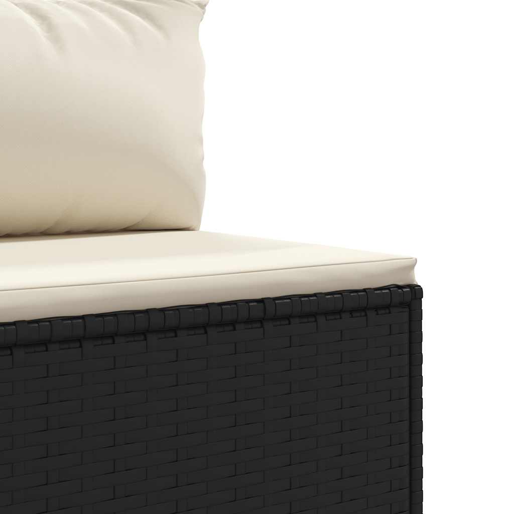6 részes fekete polyrattan kerti ülőgarnitúra párnákkal