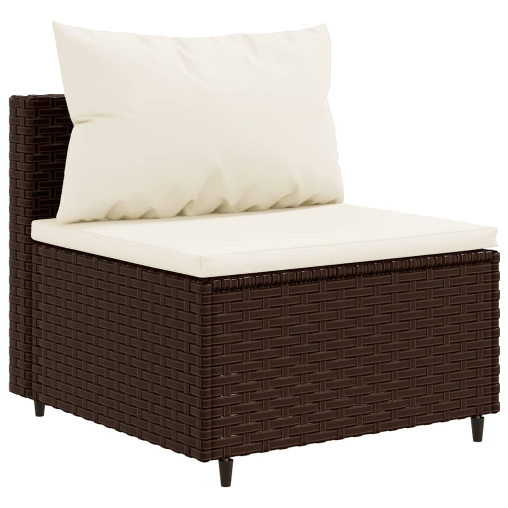 10 részes barna polyrattan kerti bútorszett párnákkal