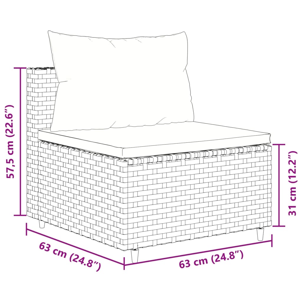 10 részes fekete polyrattan kerti ülőgarnitúra párnákkal