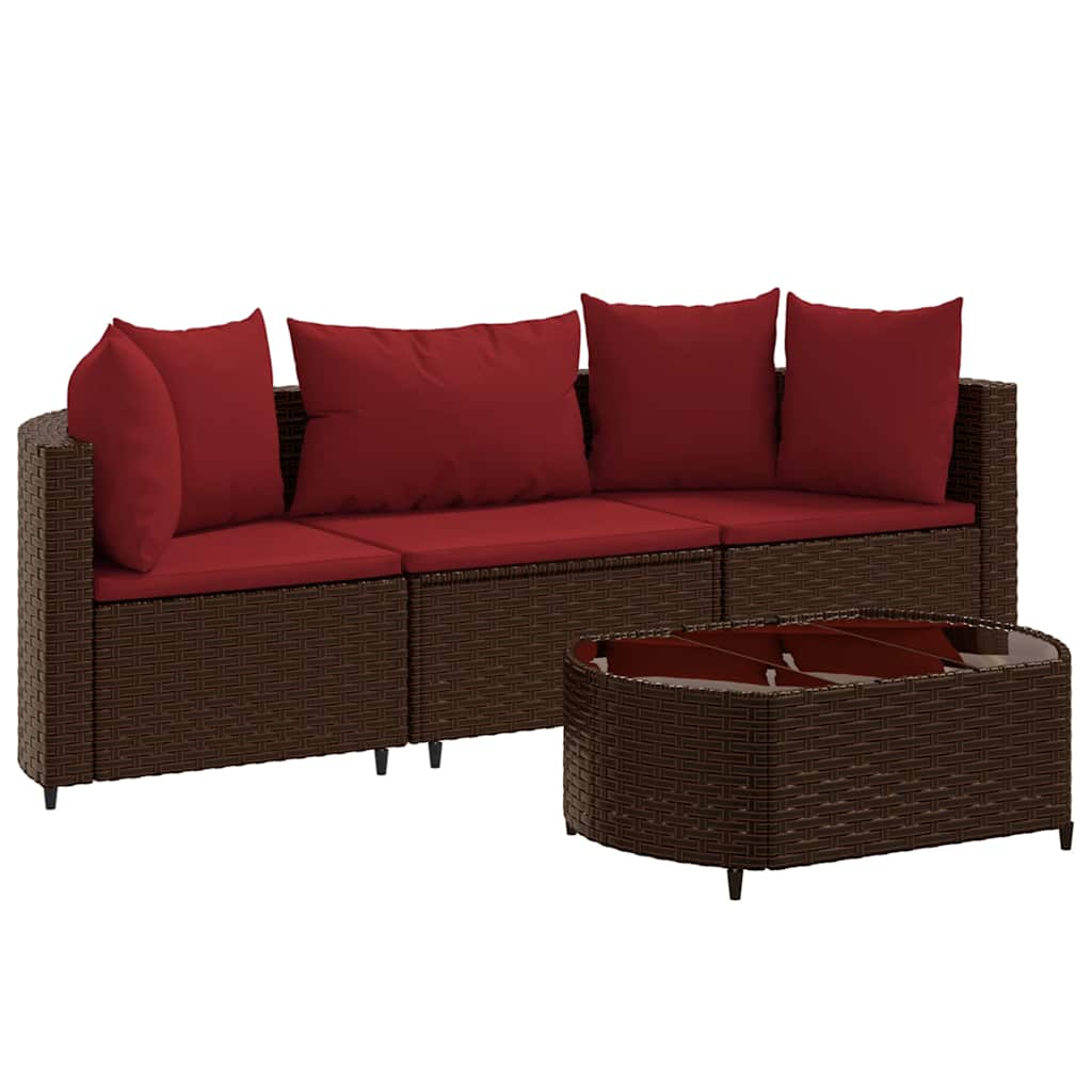 4 részes barna polyrattan kerti ülőgarnitúra párnákkal