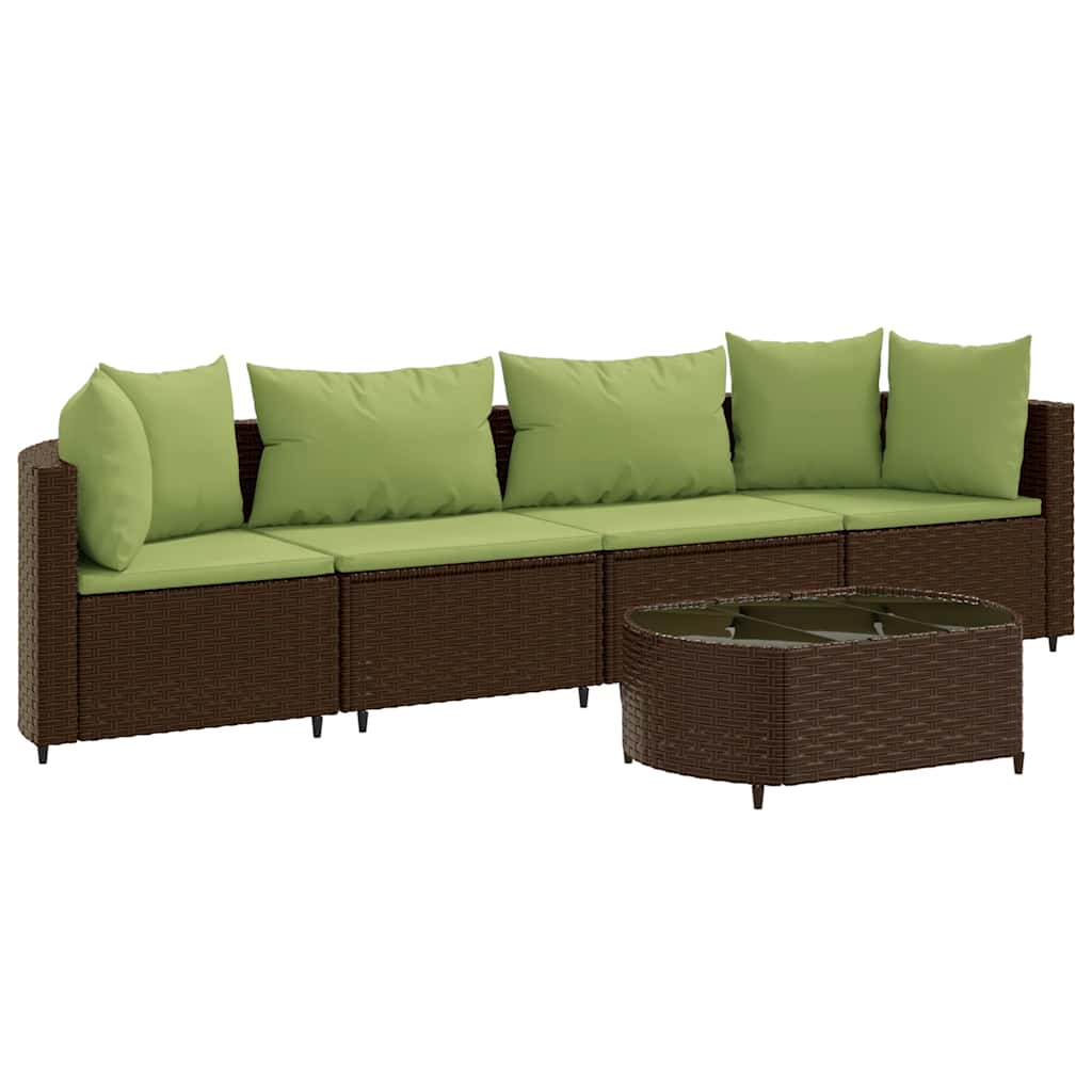 5 részes barna polyrattan kerti ülőgarnitúra párnával