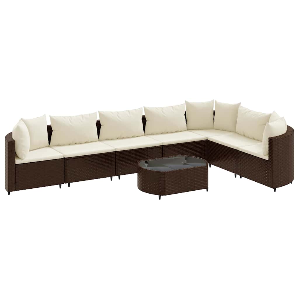 8 részes barna polyrattan kerti ülőgarnitúra párnákkal