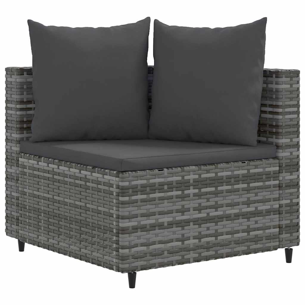 8 részes szürke polyrattan kerti ülőgarnitúra párnákkal
