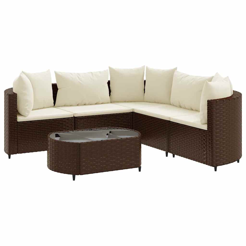 6 részes barna polyrattan kerti ülőgarnitúra párnával