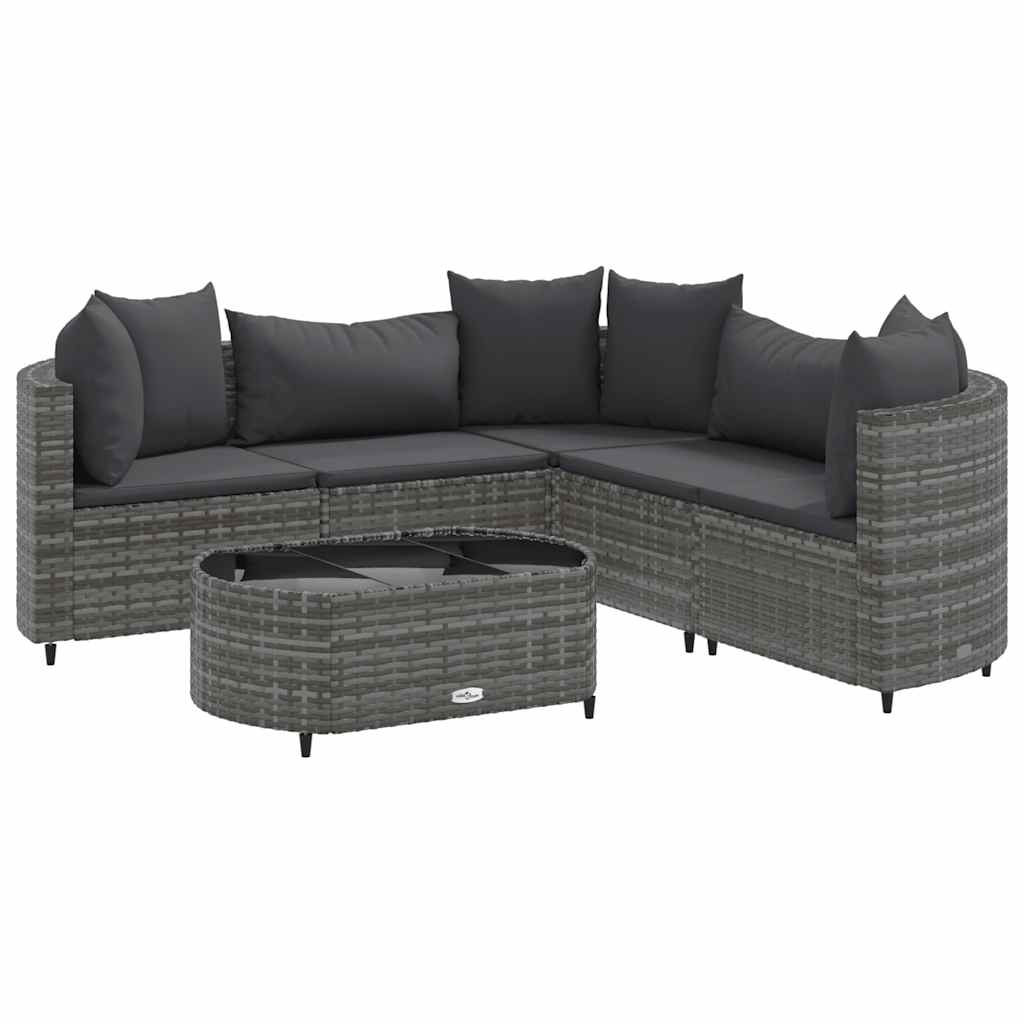 6 részes szürke polyrattan kerti ülőgarnitúra párnákkal