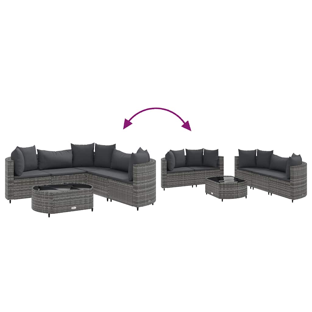 6 részes szürke polyrattan kerti ülőgarnitúra párnákkal