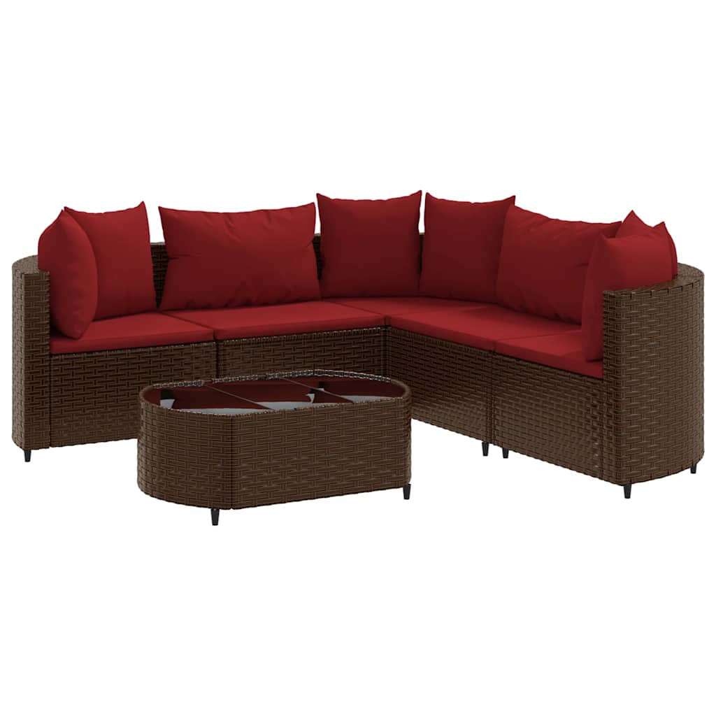 6 részes barna polyrattan kerti ülőgarnitúra párnával