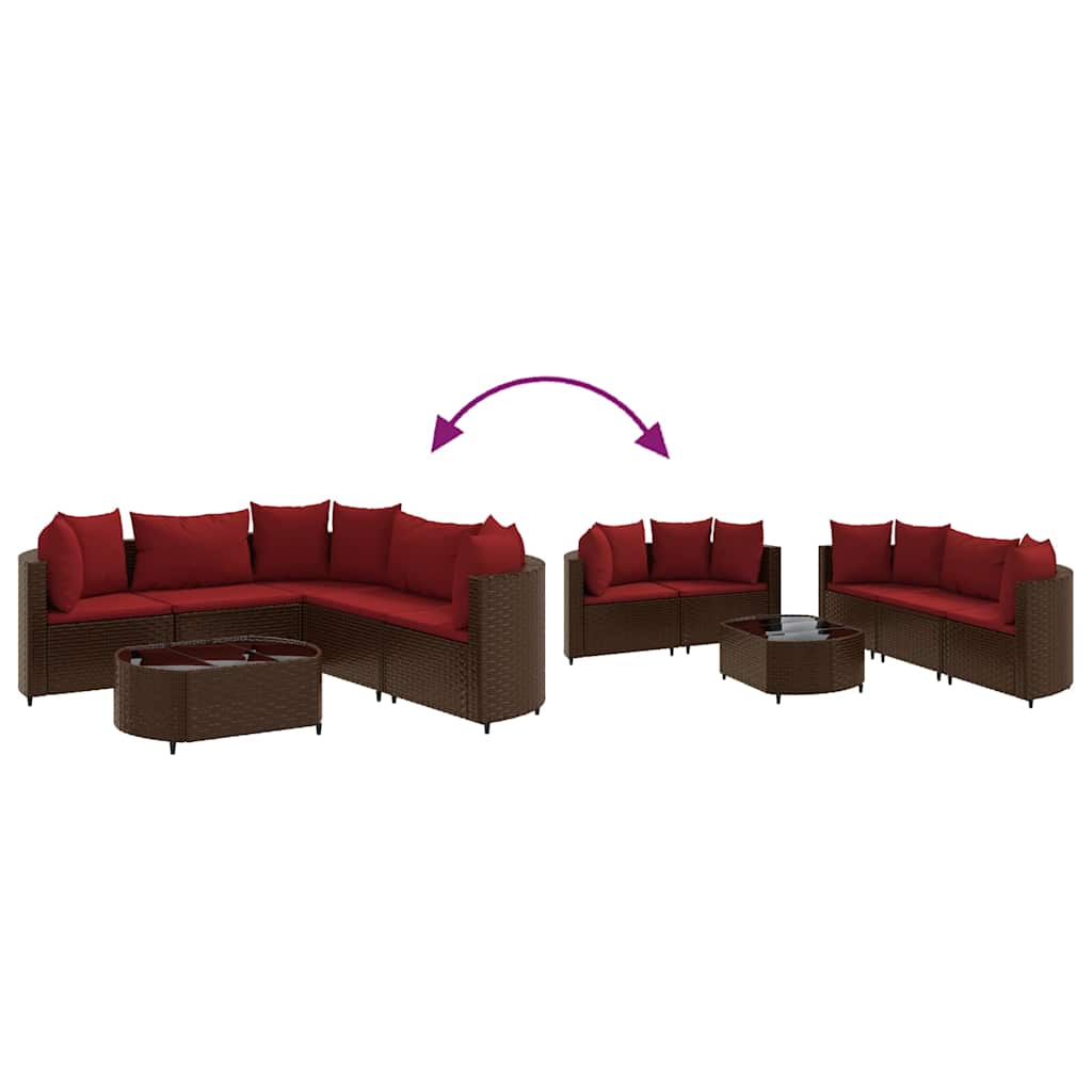 6 részes barna polyrattan kerti ülőgarnitúra párnával