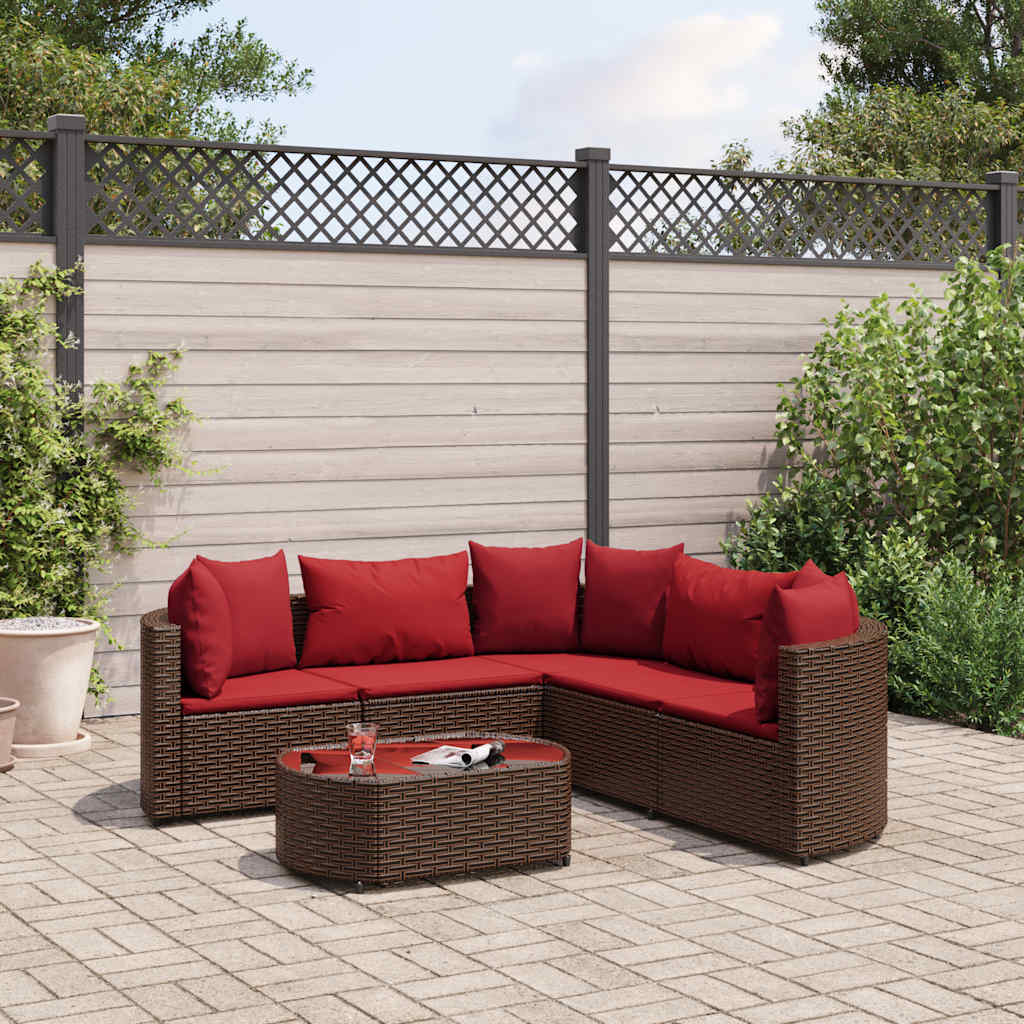 6 részes barna polyrattan kerti ülőgarnitúra párnával