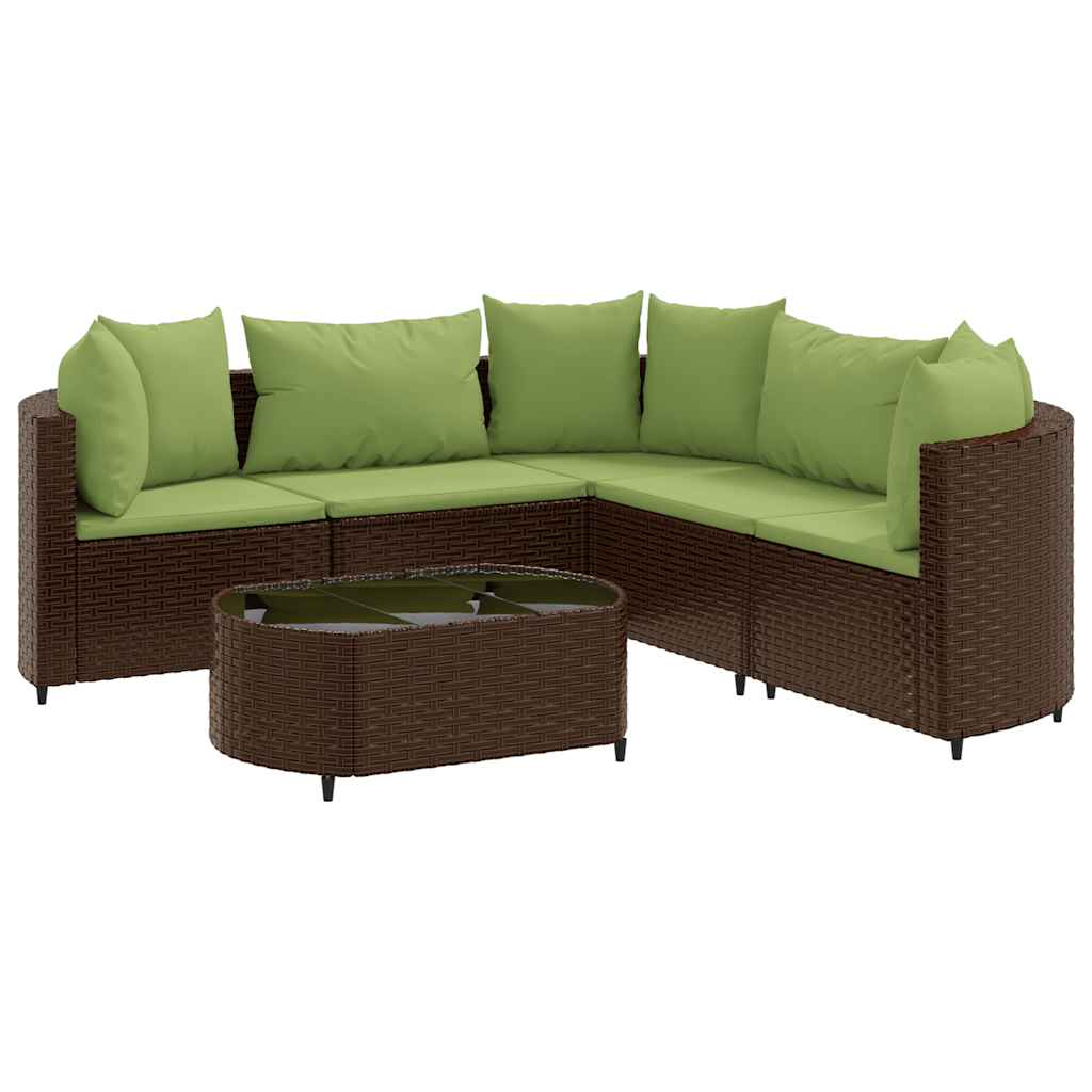 6 részes barna polyrattan kerti ülőgarnitúra párnával