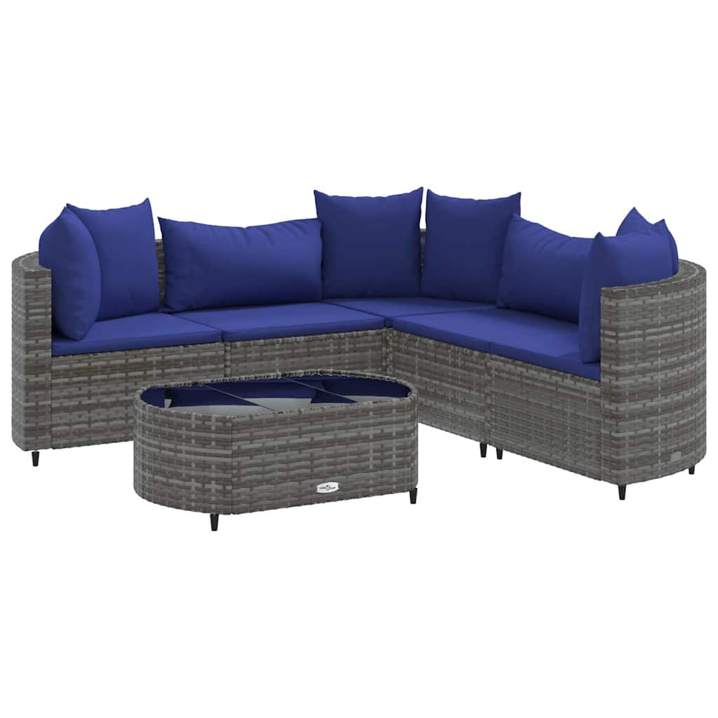 6 részes szürke polyrattan kerti ülőgarnitúra párnákkal