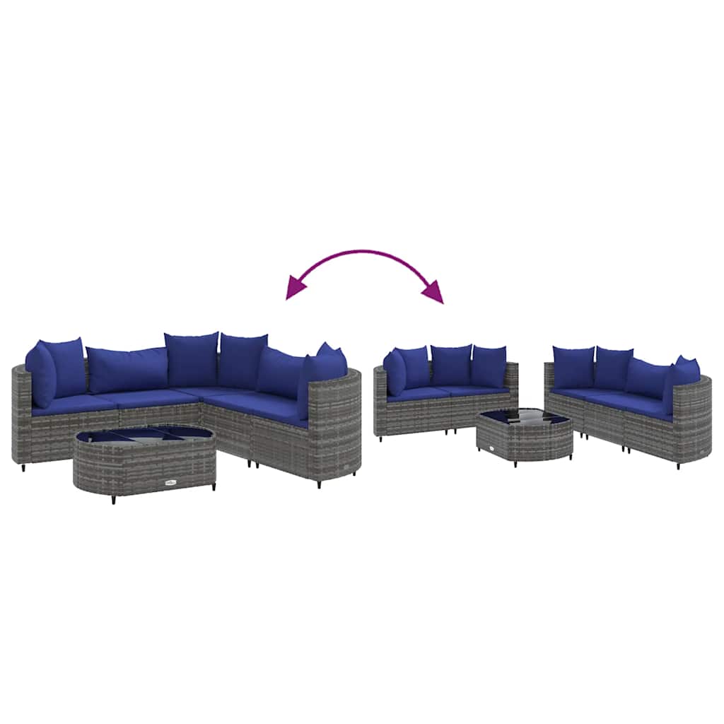 6 részes szürke polyrattan kerti ülőgarnitúra párnákkal
