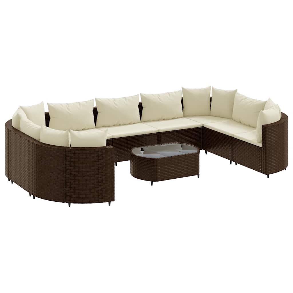 10 részes barna polyrattan kerti ülőgarnitúra párnákkal