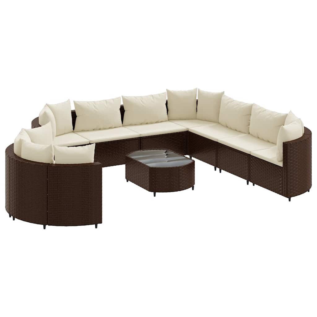 10 részes barna polyrattan kerti ülőgarnitúra párnákkal