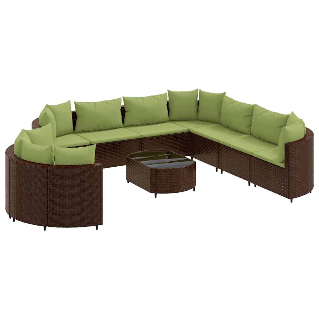 10 részes barna polyrattan kerti ülőgarnitúra párnákkal