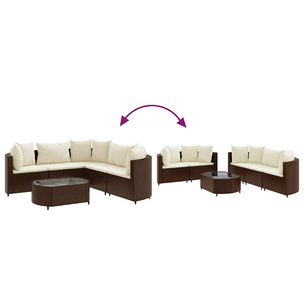 6 részes barna polyrattan kerti ülőgarnitúra párnával