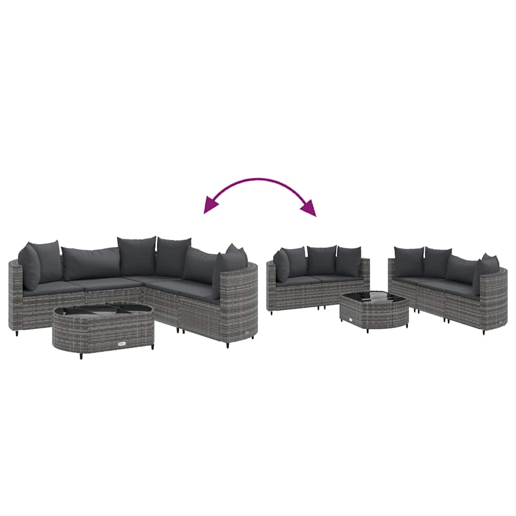 6 részes szürke polyrattan kerti ülőgarnitúra párnákkal