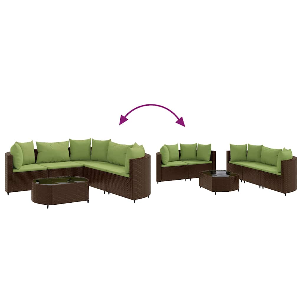 6 részes barna polyrattan kerti ülőgarnitúra párnával