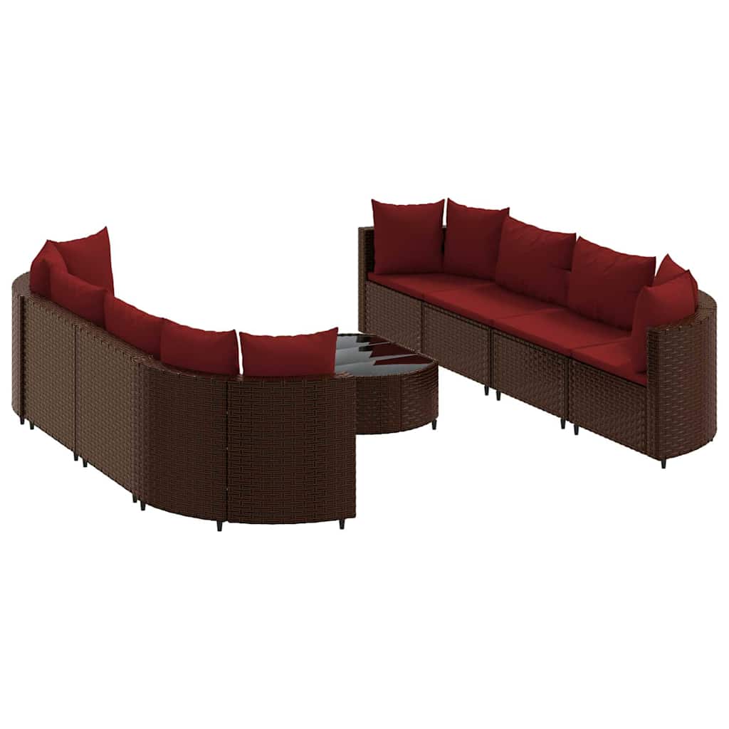 9 részes barna polyrattan kerti ülőgarnitúra párnákkal