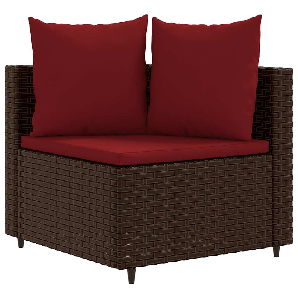 9 részes barna polyrattan kerti ülőgarnitúra párnákkal