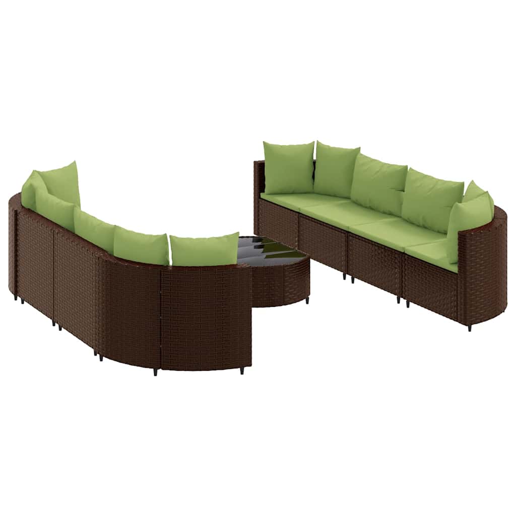 9 részes barna polyrattan kerti ülőgarnitúra párnákkal