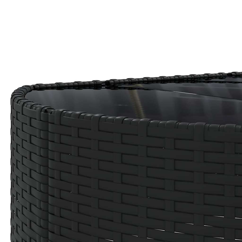 5 részes fekete polyrattan kerti kanapészett párnákkal