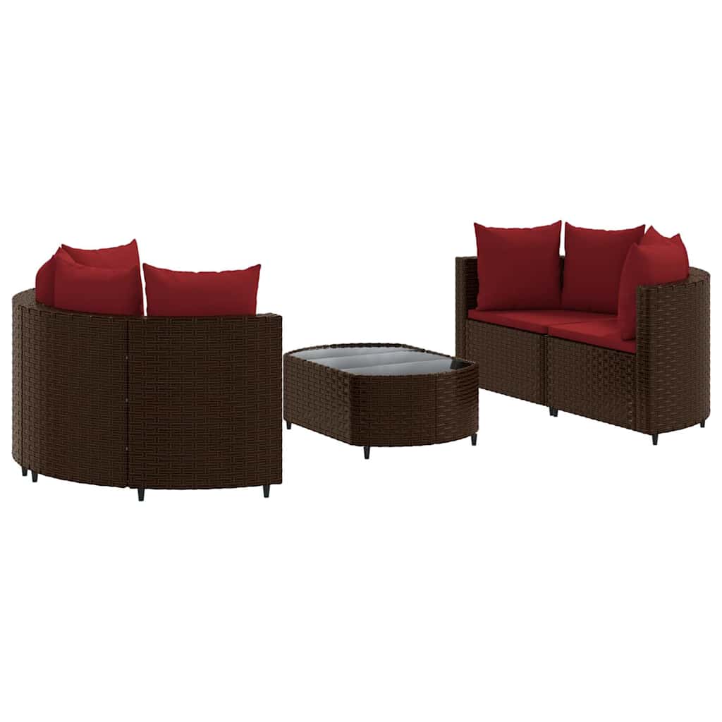 5 részes barna polyrattan kerti ülőgarnitúra párnával