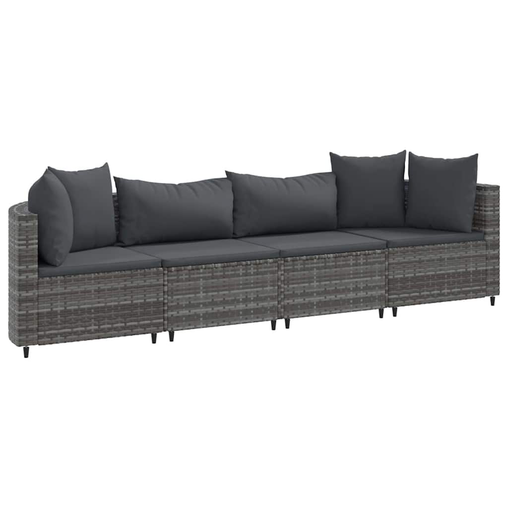 4 részes szürke polyrattan kerti ülőgarnitúra párnákkal