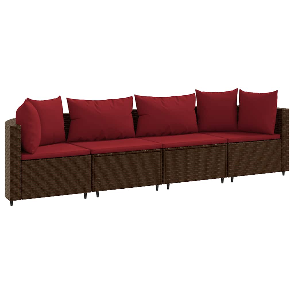 4 részes barna polyrattan kerti ülőgarnitúra párnákkal