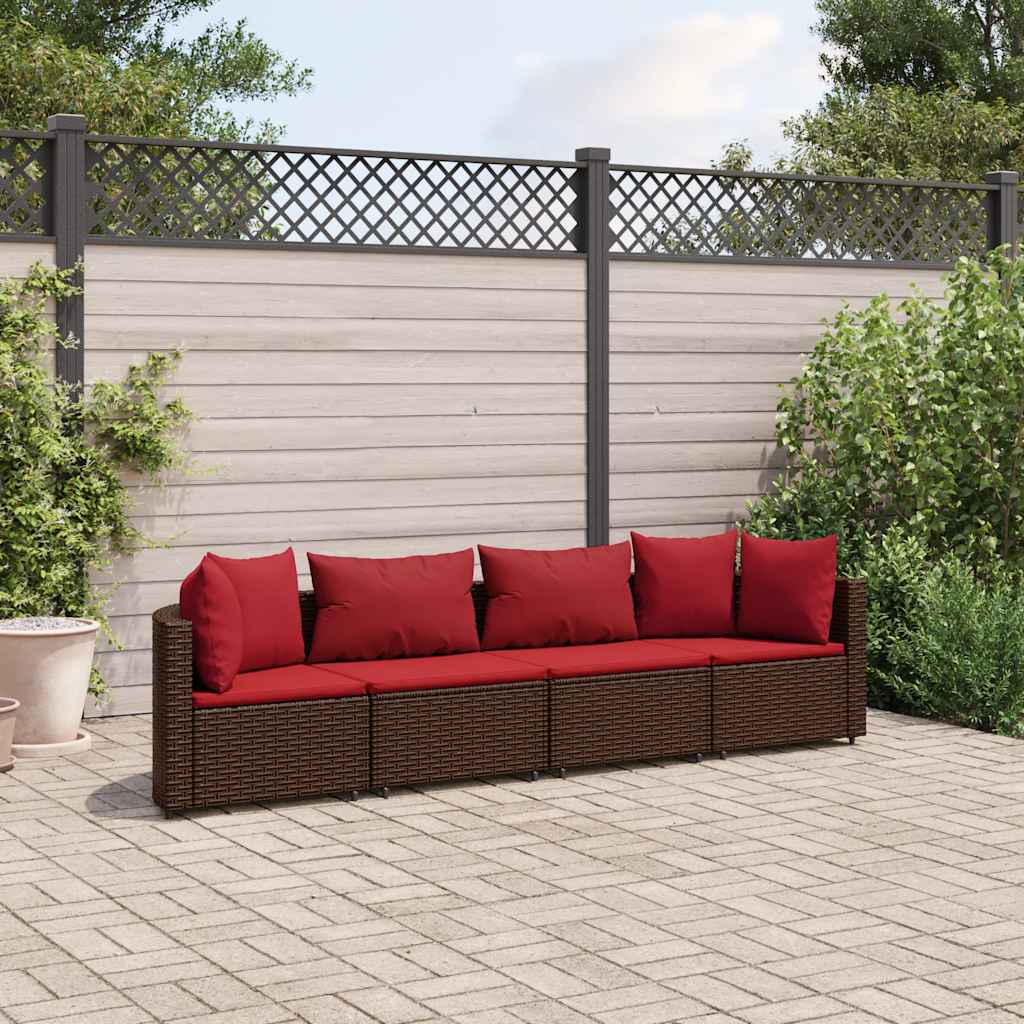 4 részes barna polyrattan kerti ülőgarnitúra párnákkal