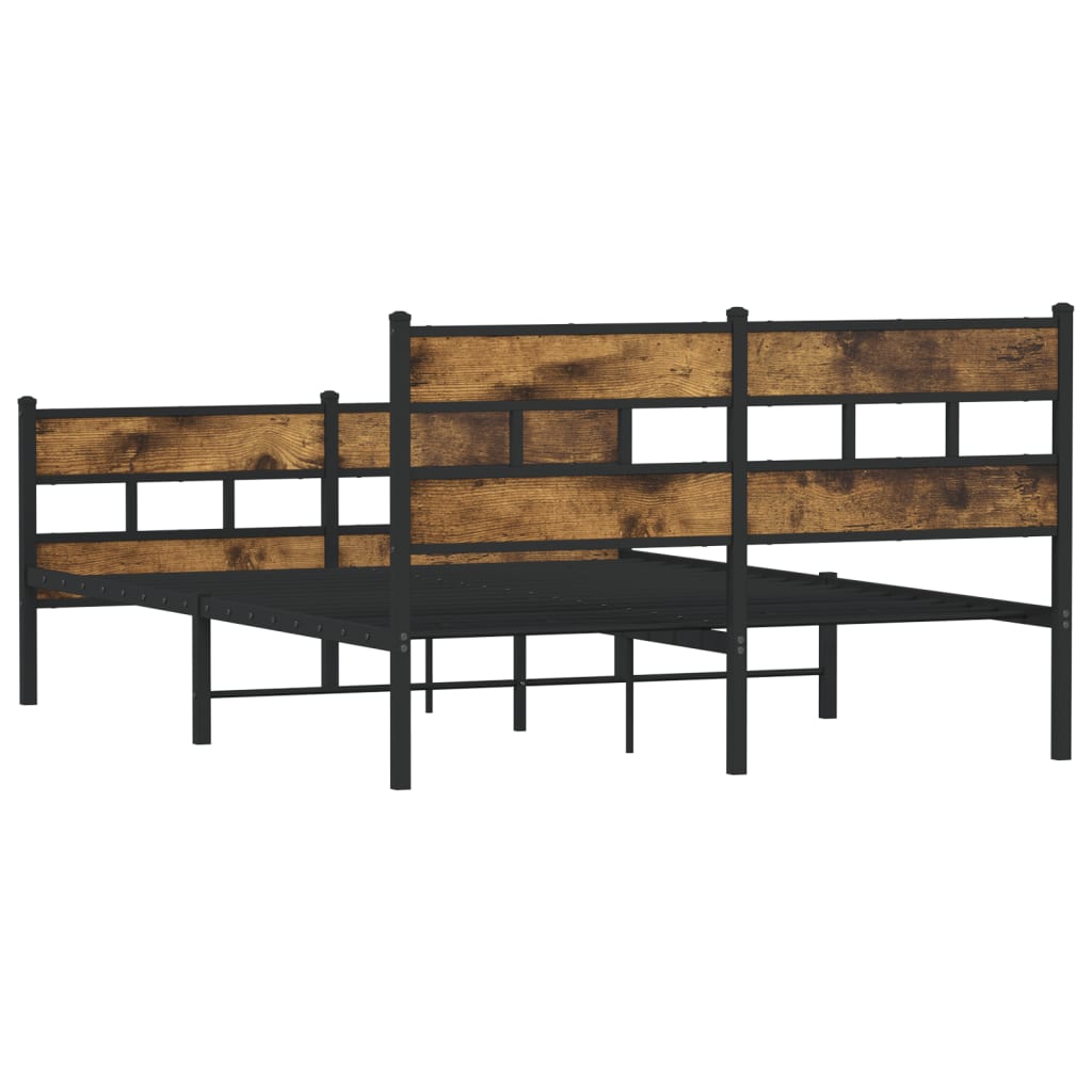 füstös tölgy színű fém ágykeret matrac nélkül 150 x 200 cm