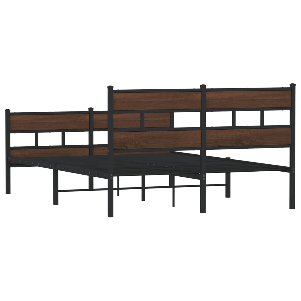 barna tölgy színű fém ágykeret matrac nélkül 150 x 200 cm