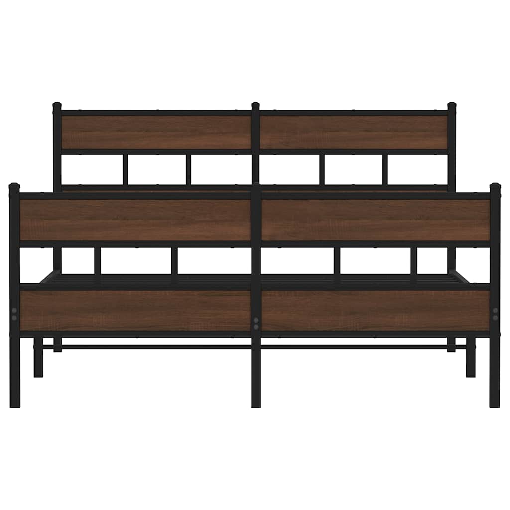 barna tölgy színű fém ágykeret matrac nélkül 160 x 200 cm