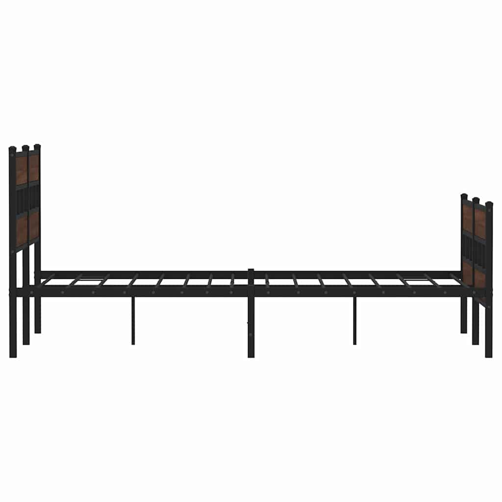 barna tölgy színű fém ágykeret matrac nélkül 160 x 200 cm