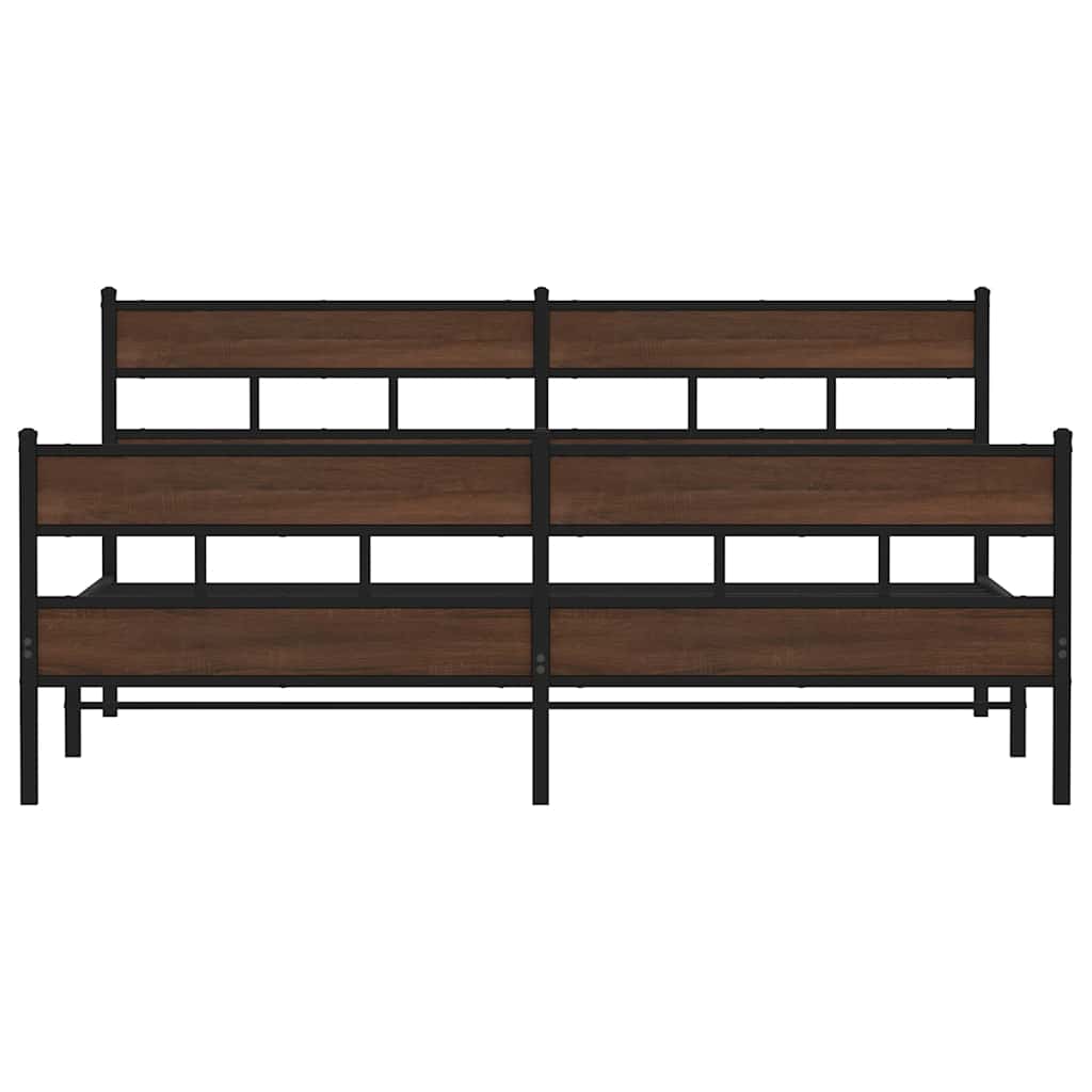 barna tölgy színű fém ágykeret matrac nélkül 200 x 200 cm