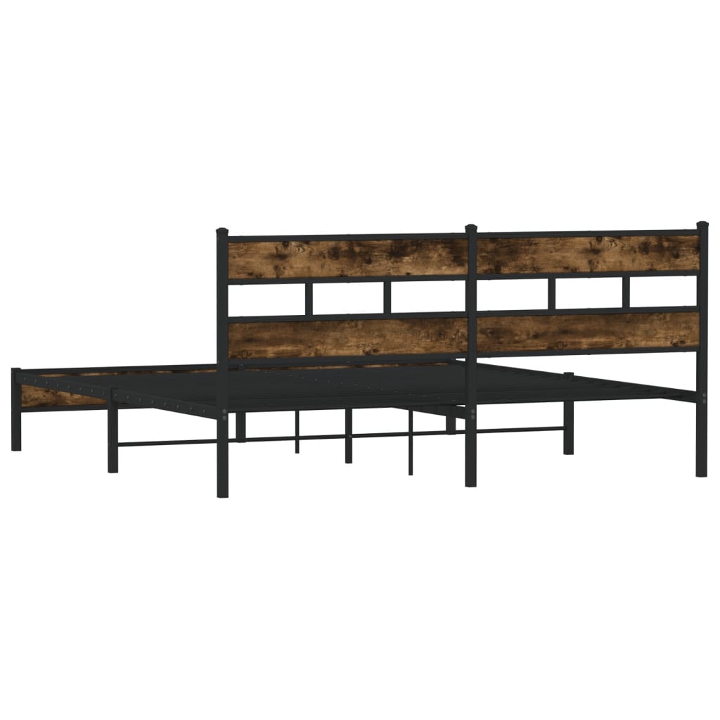 füstös tölgy színű fém ágykeret matrac nélkül 200 x 200 cm