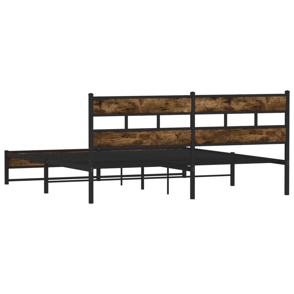 füstös tölgy színű fém ágykeret matrac nélkül 180 x 200 cm