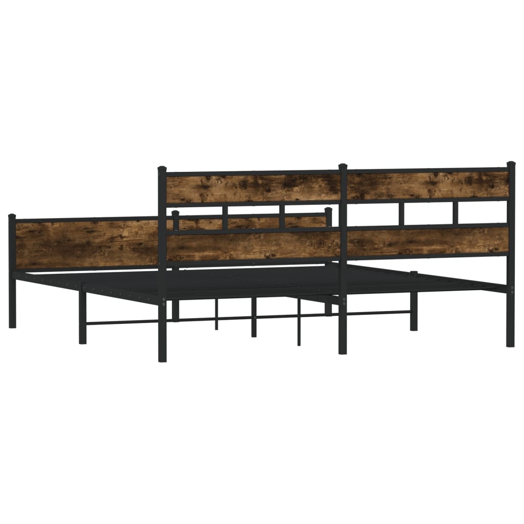 füstös tölgy színű fém ágykeret matrac nélkül 180 x 200 cm