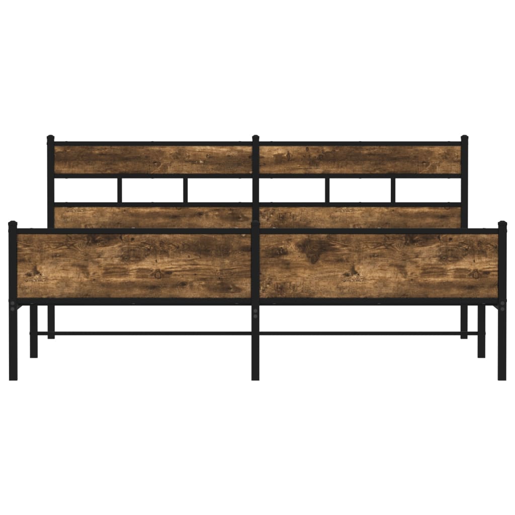 füstös tölgy színű fém ágykeret matrac nélkül 200 x 200 cm